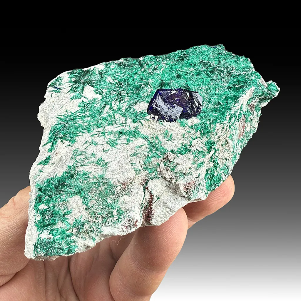 Azurite with Brochantite image