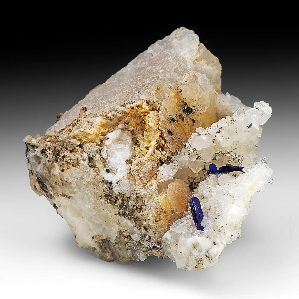 Azurite with Calcite, Quartz image