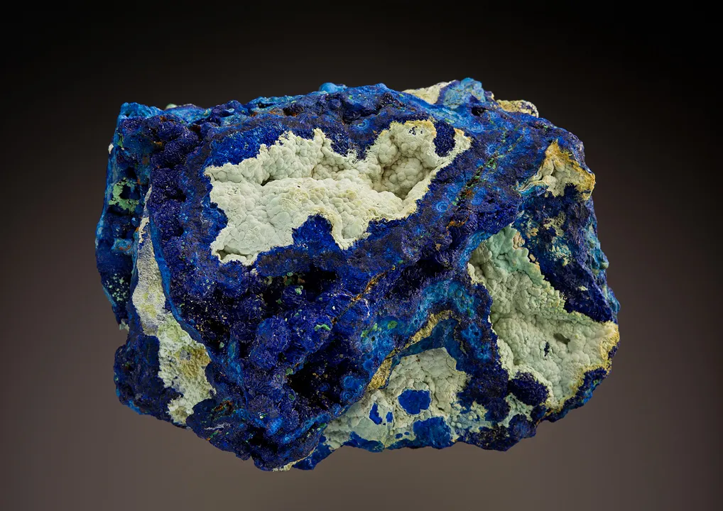 Azurite with Chalcoalumite and Malachite image