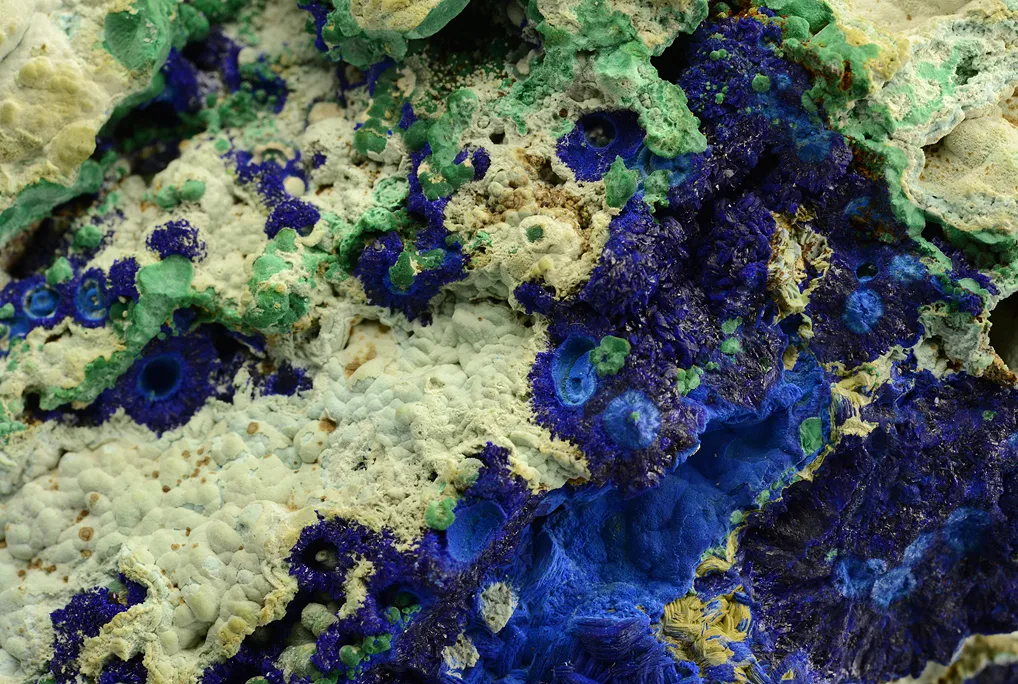 Azurite with Chalcoalumite and Malachite - image 3