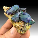 Azurite with Malachite after Azurite, Dolomite - image 1