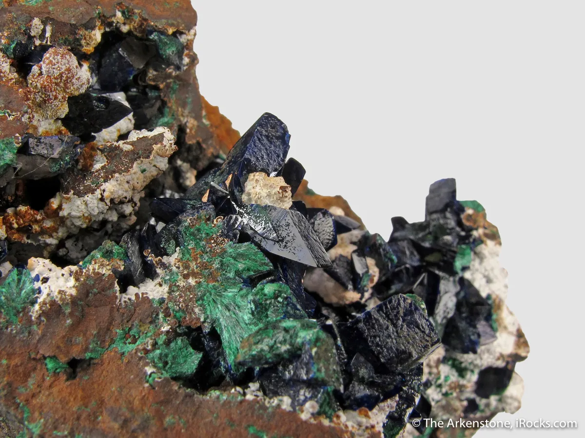 Azurite with Malachite and Calcite - image 2
