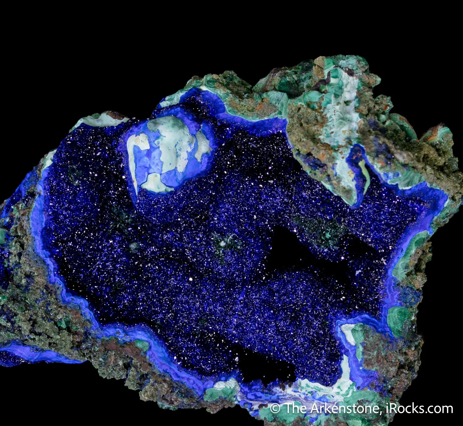 Azurite with Malachite and Chalcoalumite (circa 1900) - image 3