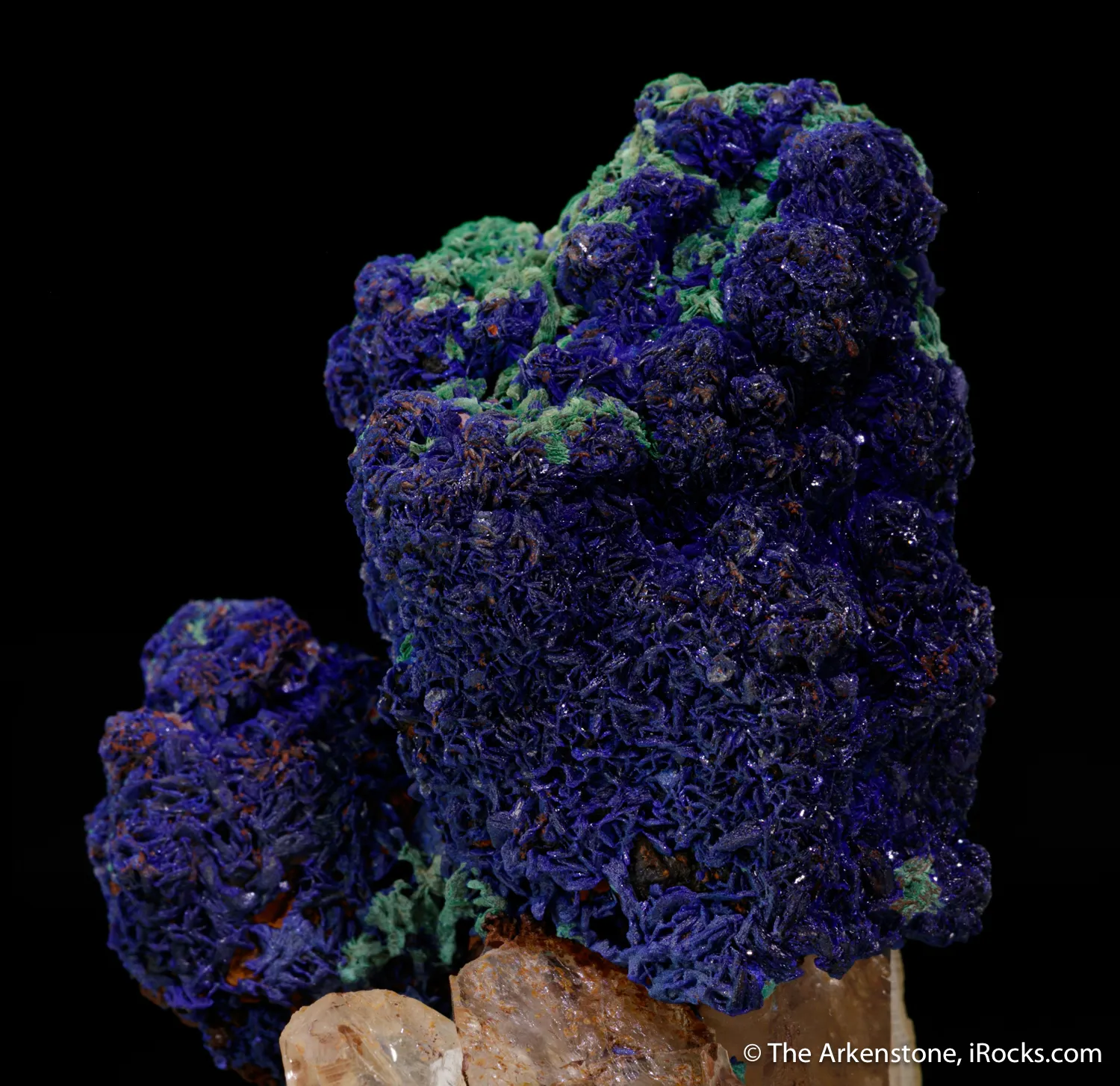 Azurite, with Malachite and Goethite, on Quartz - image 5