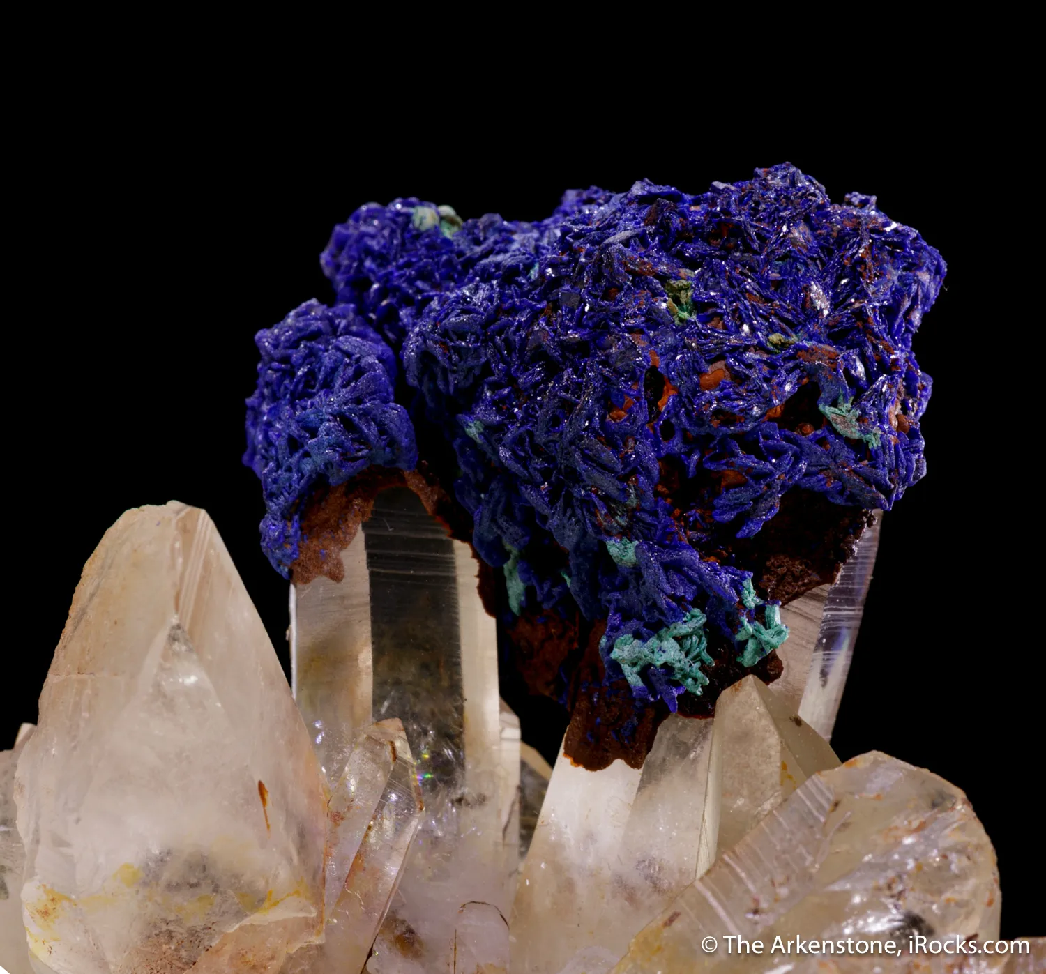 Azurite, with Malachite and Goethite, on Quartz - image 6