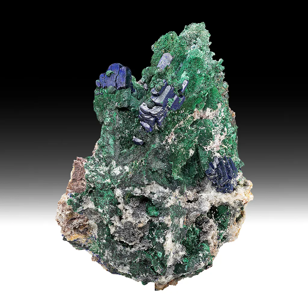 Azurite with Malachite, Cerussite, Quartz image