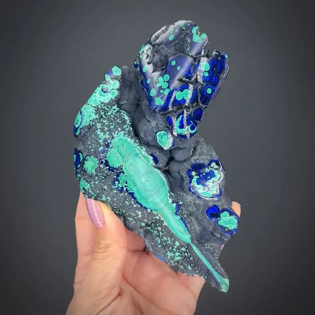 Azurite with Malachite (freeform carving) image