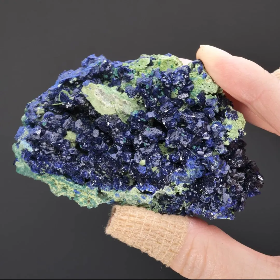 Azurite with Malachite on Bayldonite - image 2