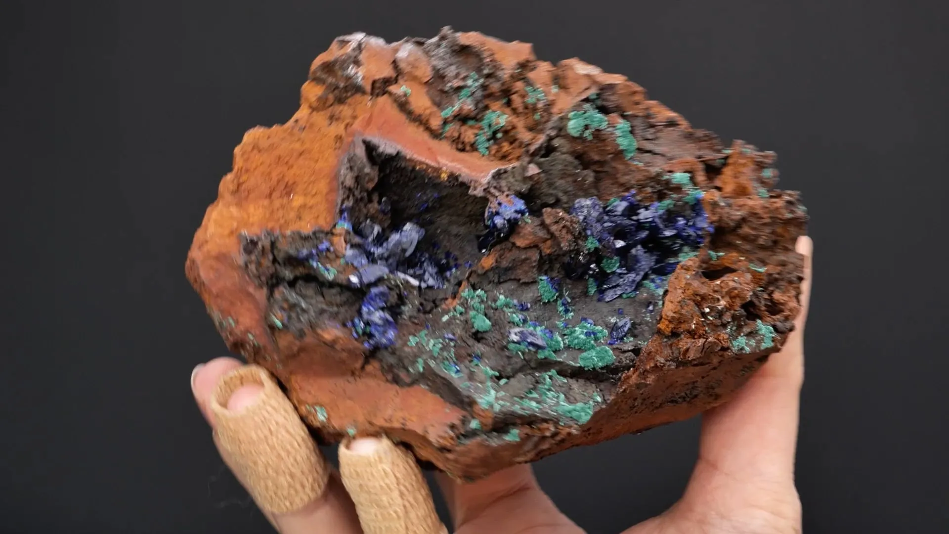 Azurite with Malachite on LIMONITE - image 2