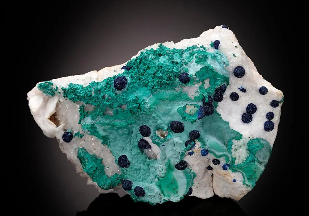 Azurite with Malachite on Quartz image