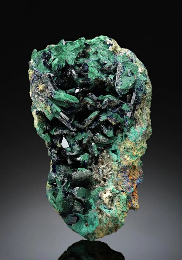 Azurite with Malachite, Wulfenite Rosasite, Smithsonite and Bayldonite - image 1