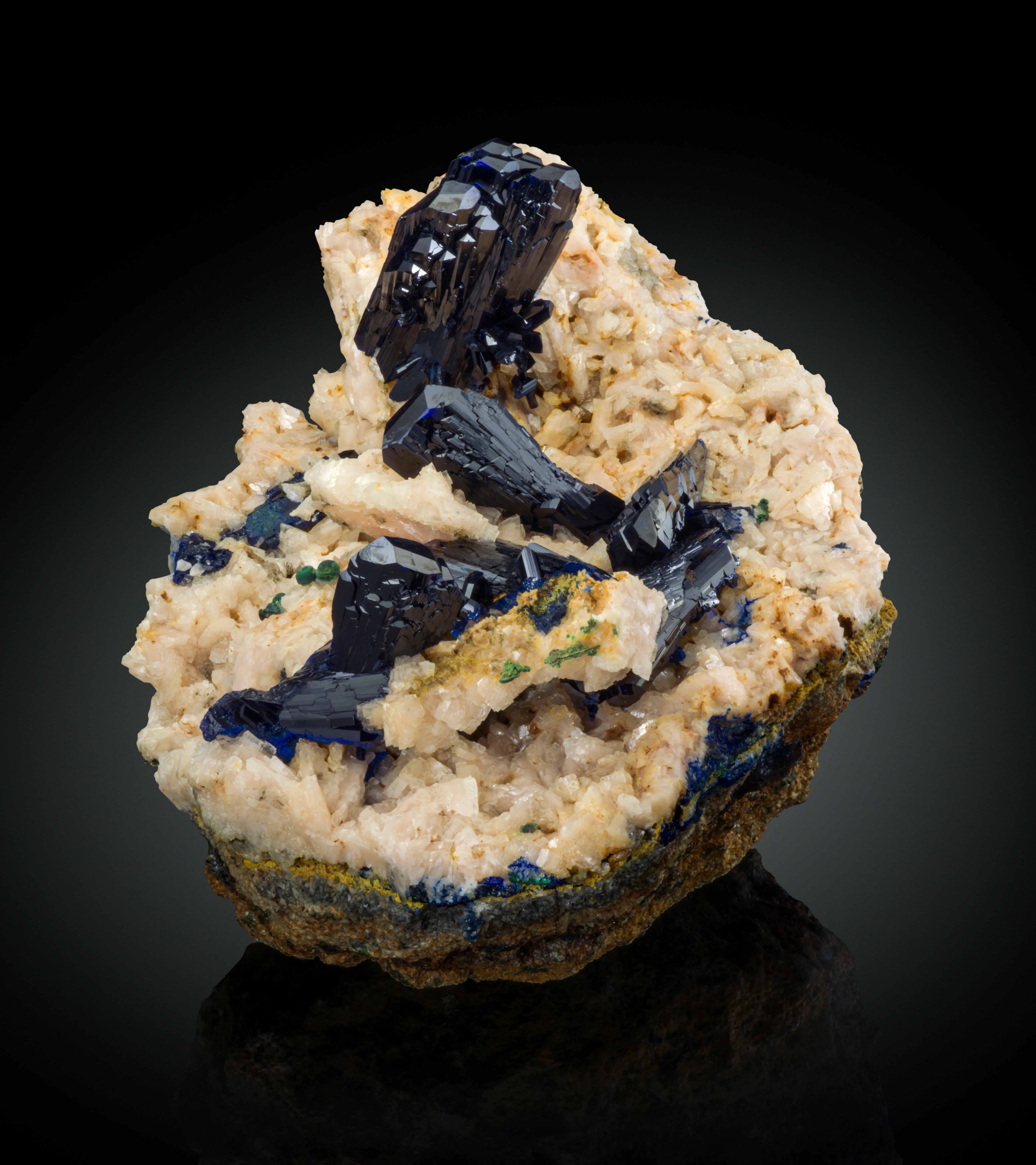 Azurite with minor Malachite on Dolomite - image 1