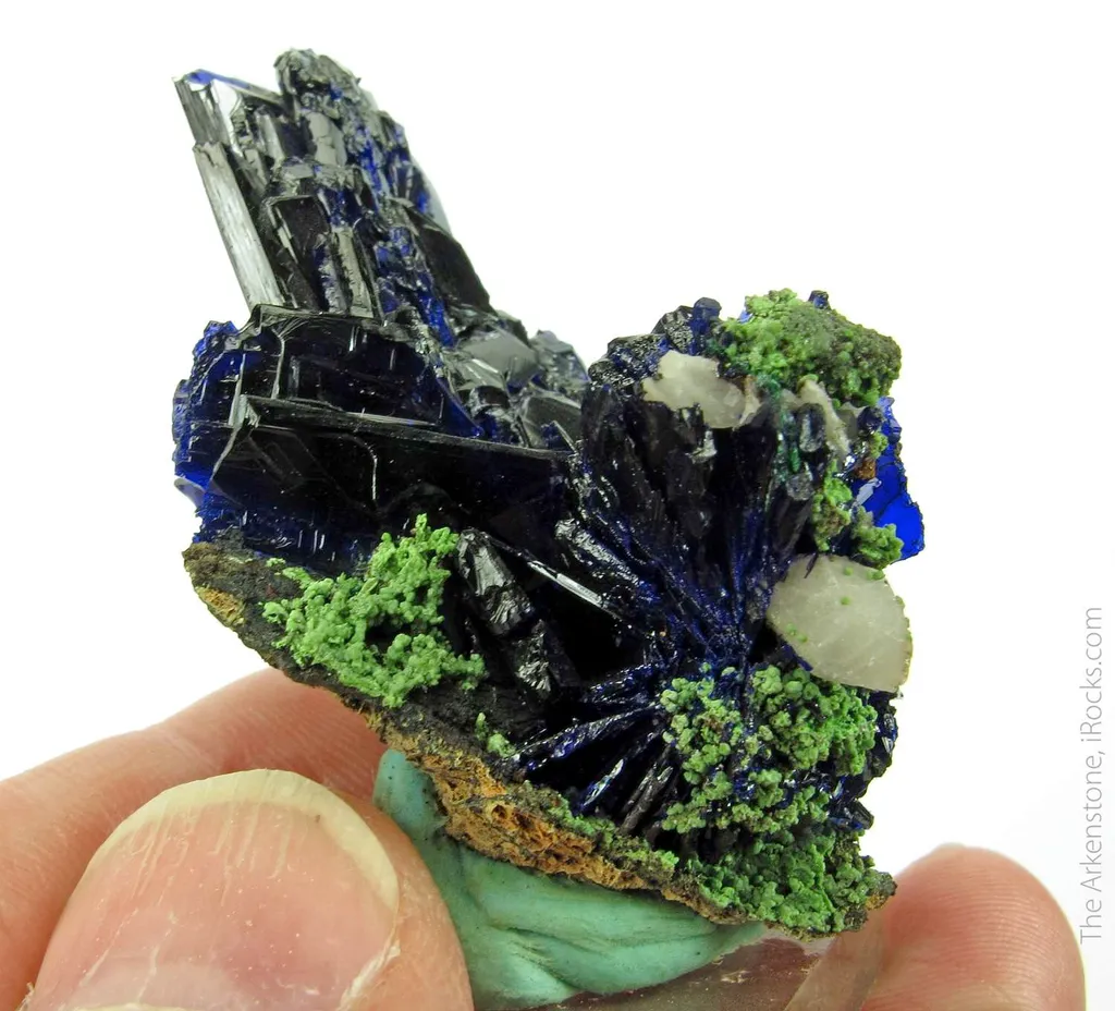 Azurite with Mottramite and Quartz - image 3