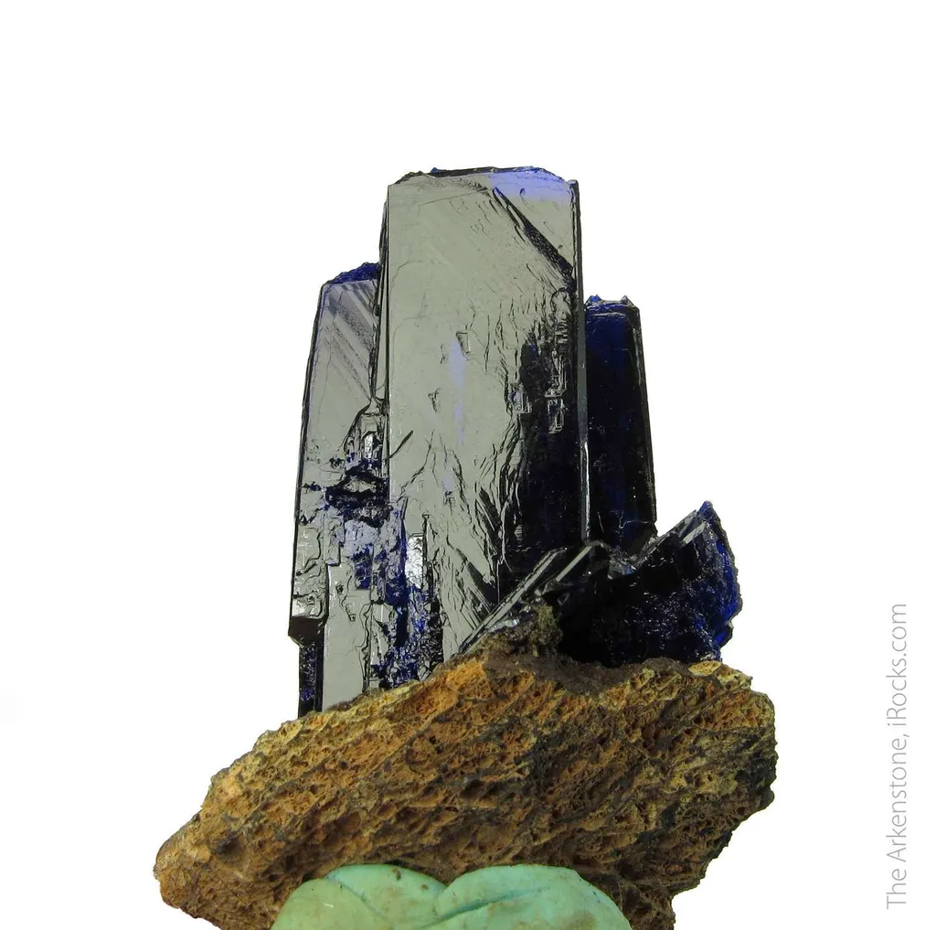 Azurite with Mottramite and Quartz image