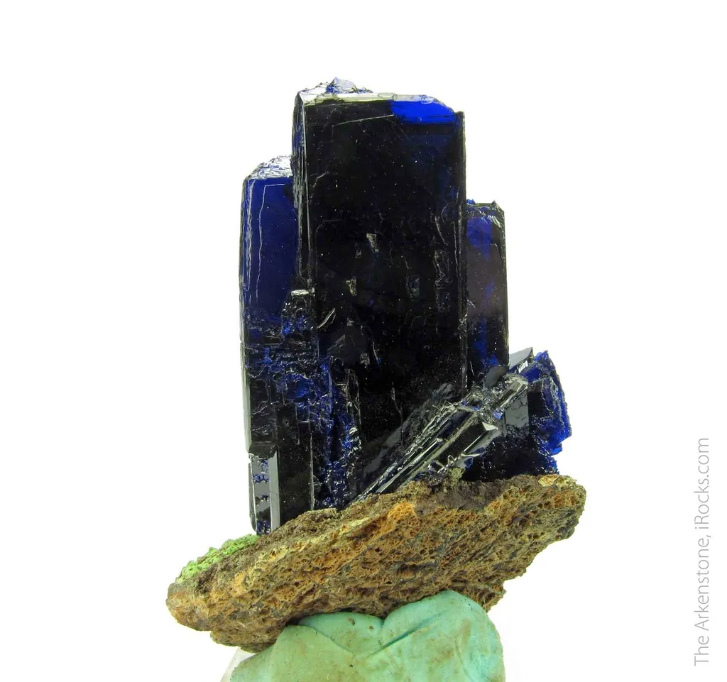Azurite with Mottramite and Quartz - image 4