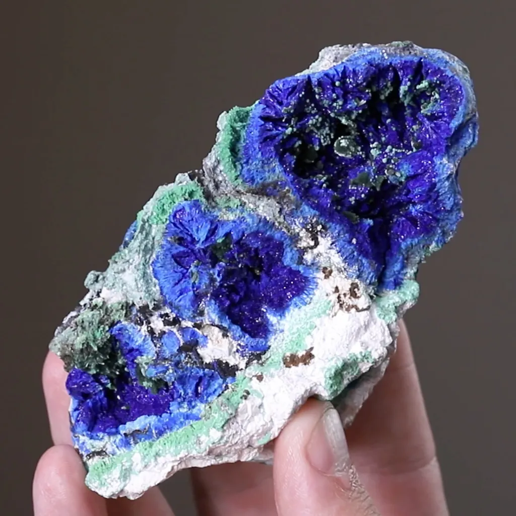 Azurite with Olivenite and Conichalcite image