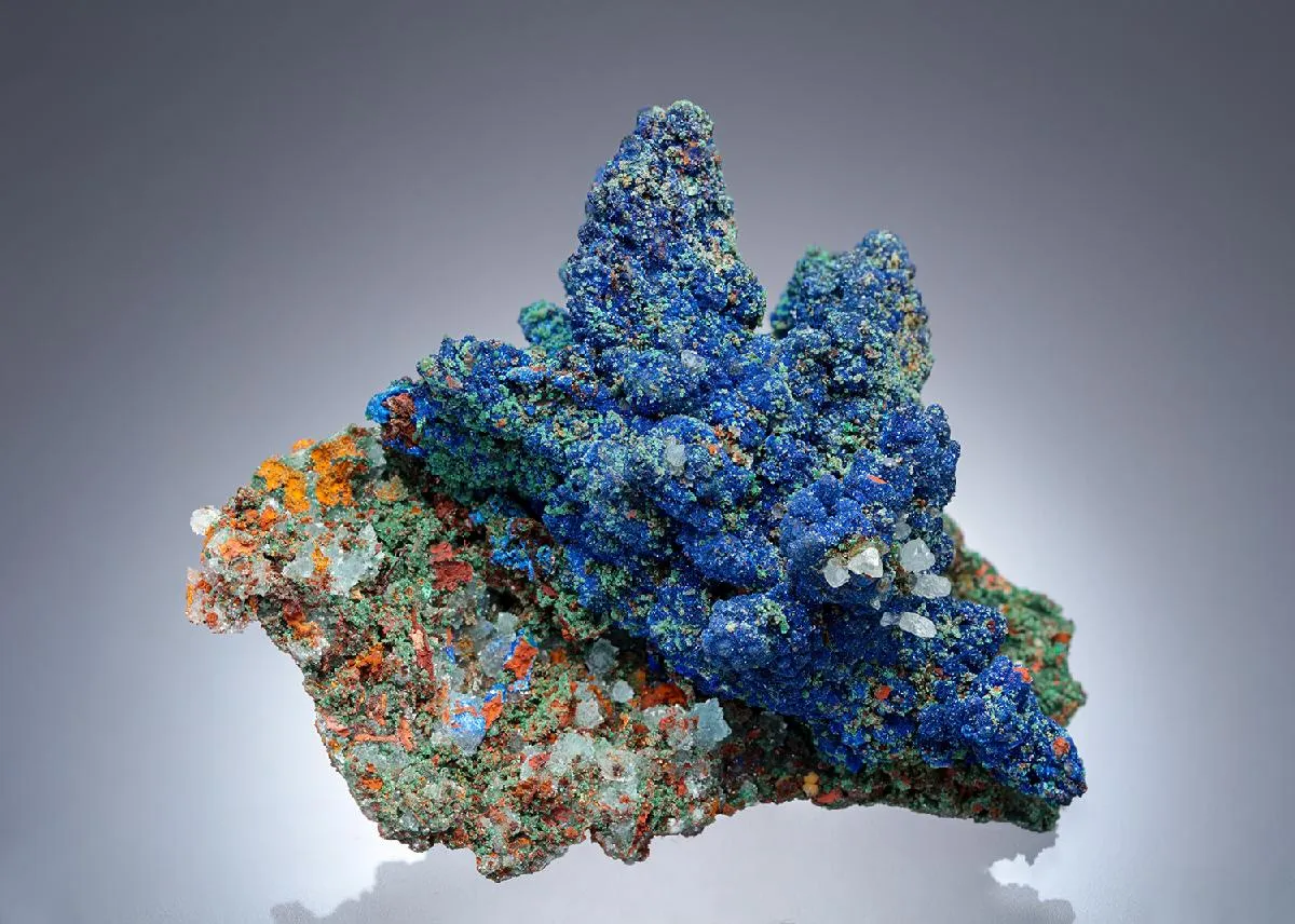 AZURITE with OLIVENITE CALCITE and MALACHITE - image 1