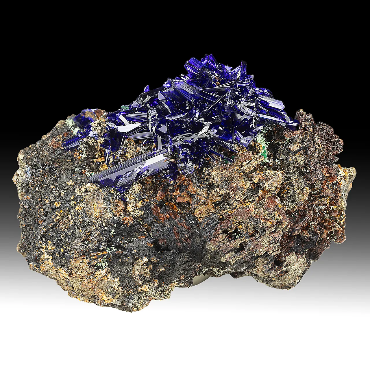 Azurite with Olivenite, Malachite - image 1