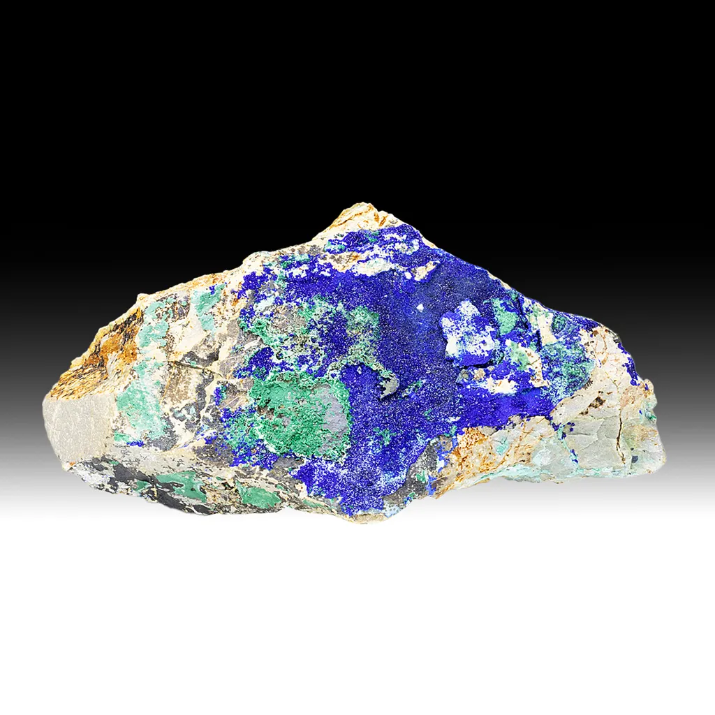 Azurite with Olivenite, Tyrolite image