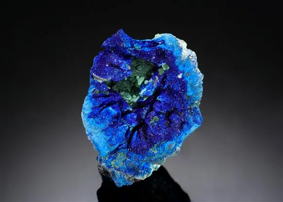 AZURITE with ZINCOLIVENITE - image 1