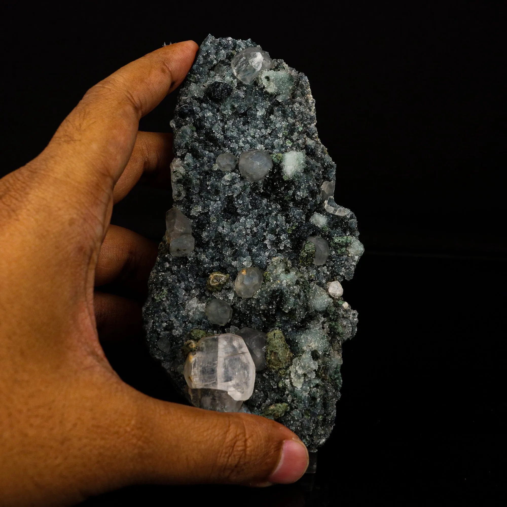 Babingtonite with Apophyllite & Chalcedony Natural Mineral Specimen - image 4