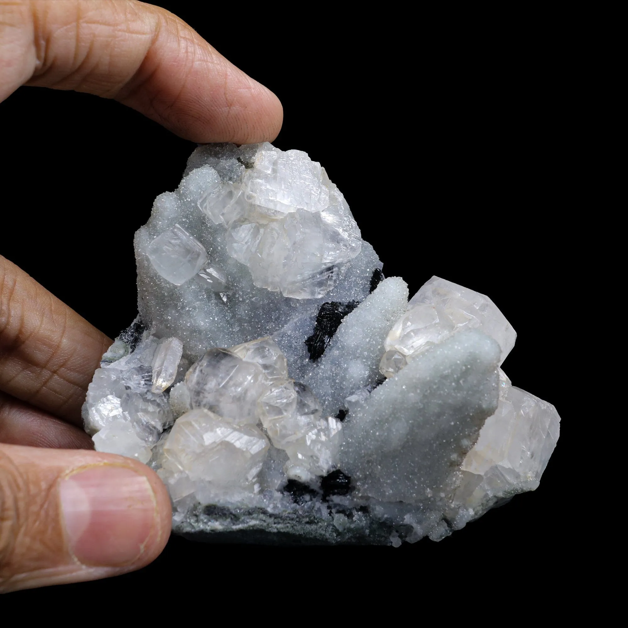 Babingtonite with Calcite Rare Find Natural Mineral Specimen - image 5