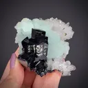 Babingtonite with Prehnite on Quartz - image 1