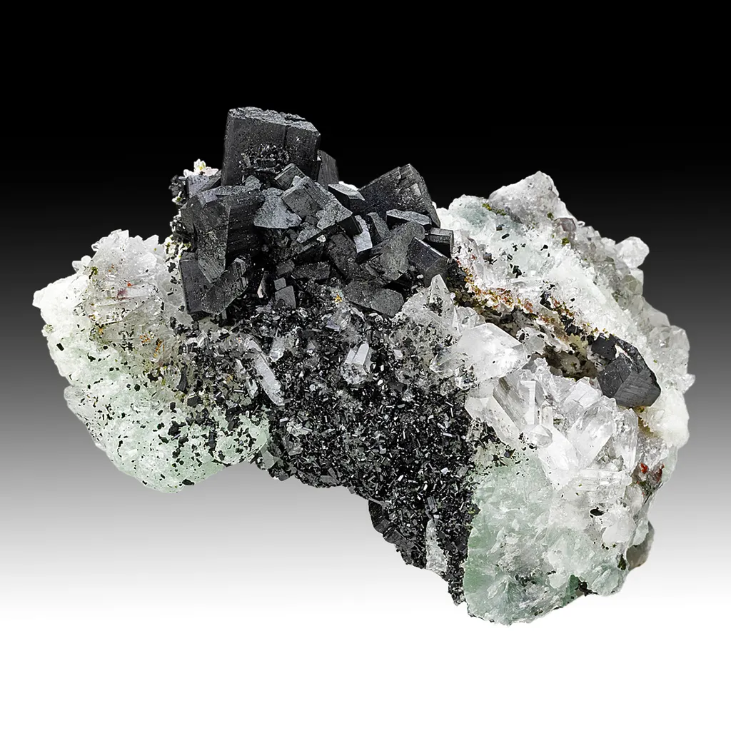 Babingtonite with Prehnite, Quartz image