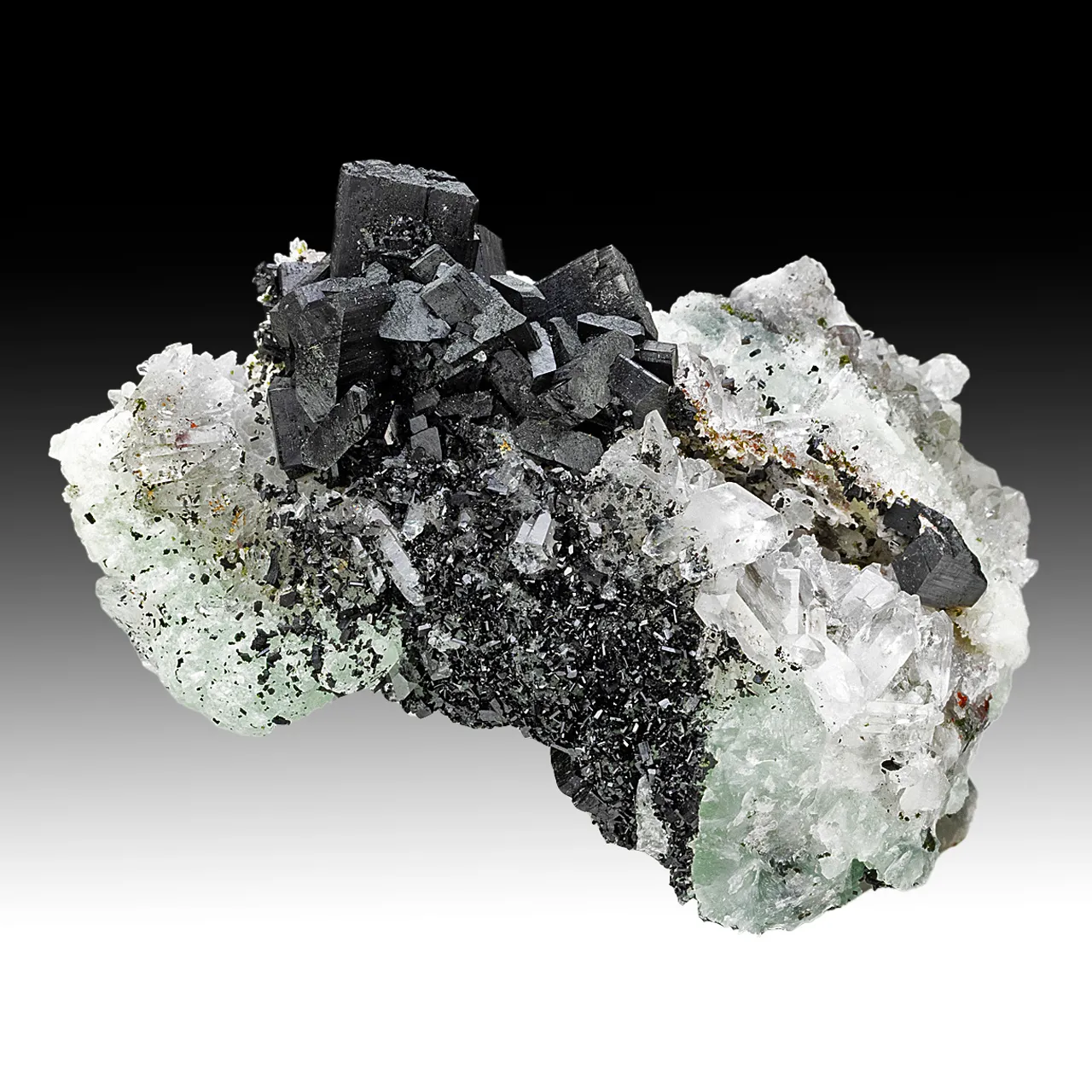 Babingtonite with Prehnite, Quartz - image 1