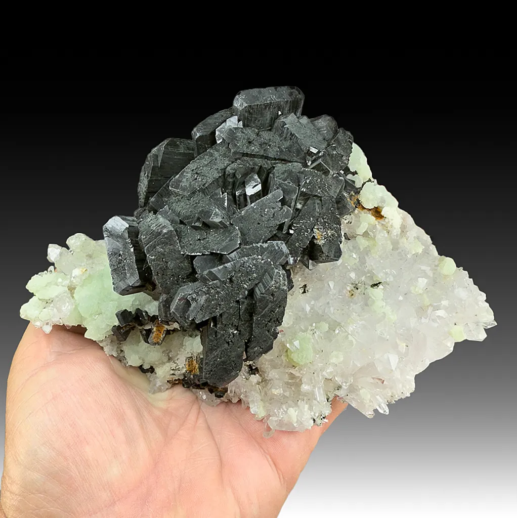 Babingtonite with Quartz, Prehnite image