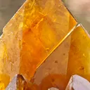 Barite from Pöhla, Germany. Beautiful cluster of lustrous and translucent of top amber colored barite crystal with phantoms - image 9