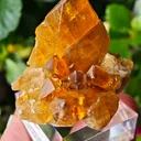 Barite from Pöhla, Germany. Beautiful cluster of lustrous and translucent of top amber colored barite crystal with phantoms - image 4