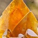 Barite from Pöhla, Germany. Beautiful cluster of lustrous and translucent of top amber colored barite crystal with phantoms - image 10