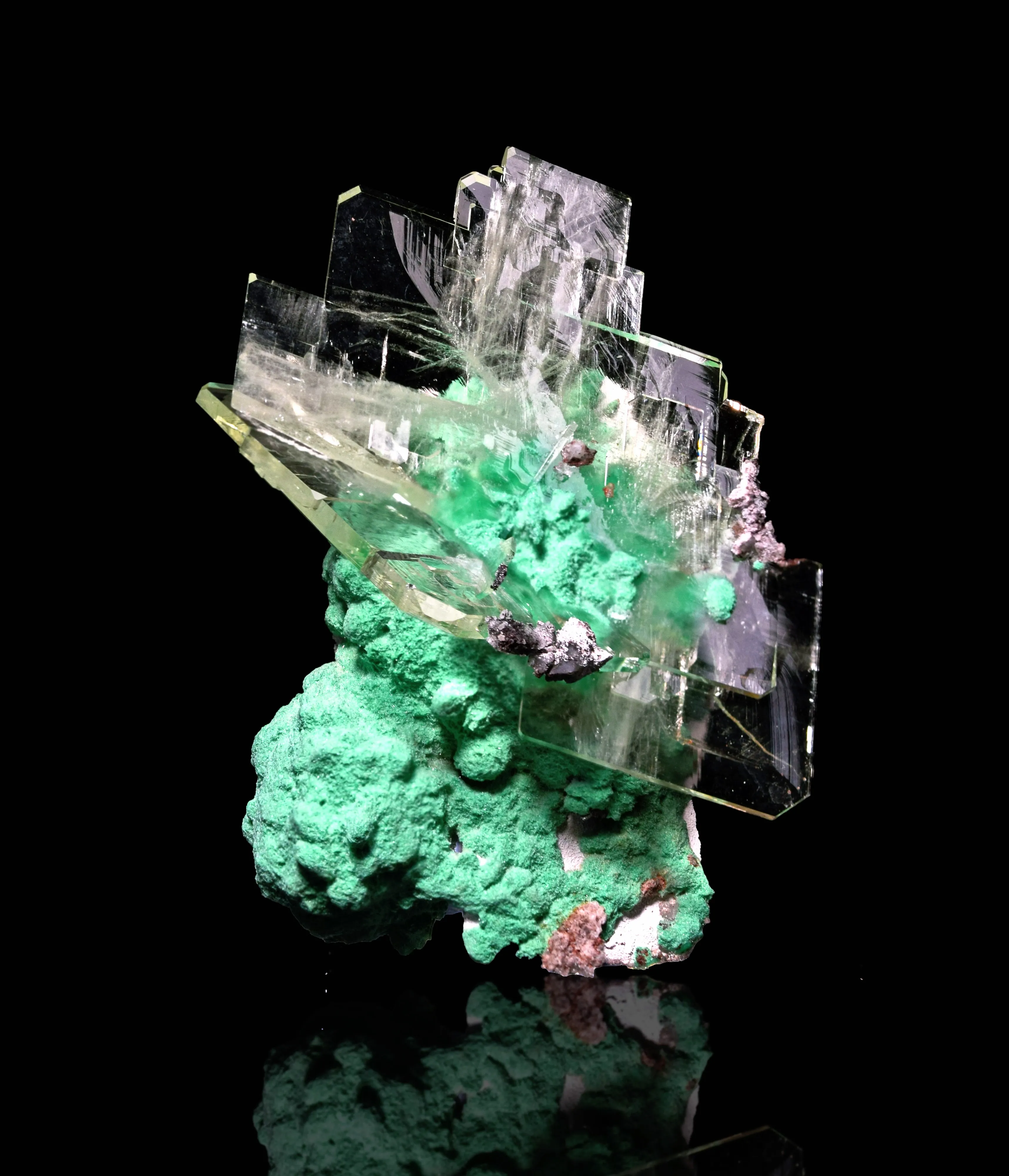 Barite, Malachite from Mexico, Sonora, Santa Cruz Municipality, Milpillas, Milpillas Mine - image 1