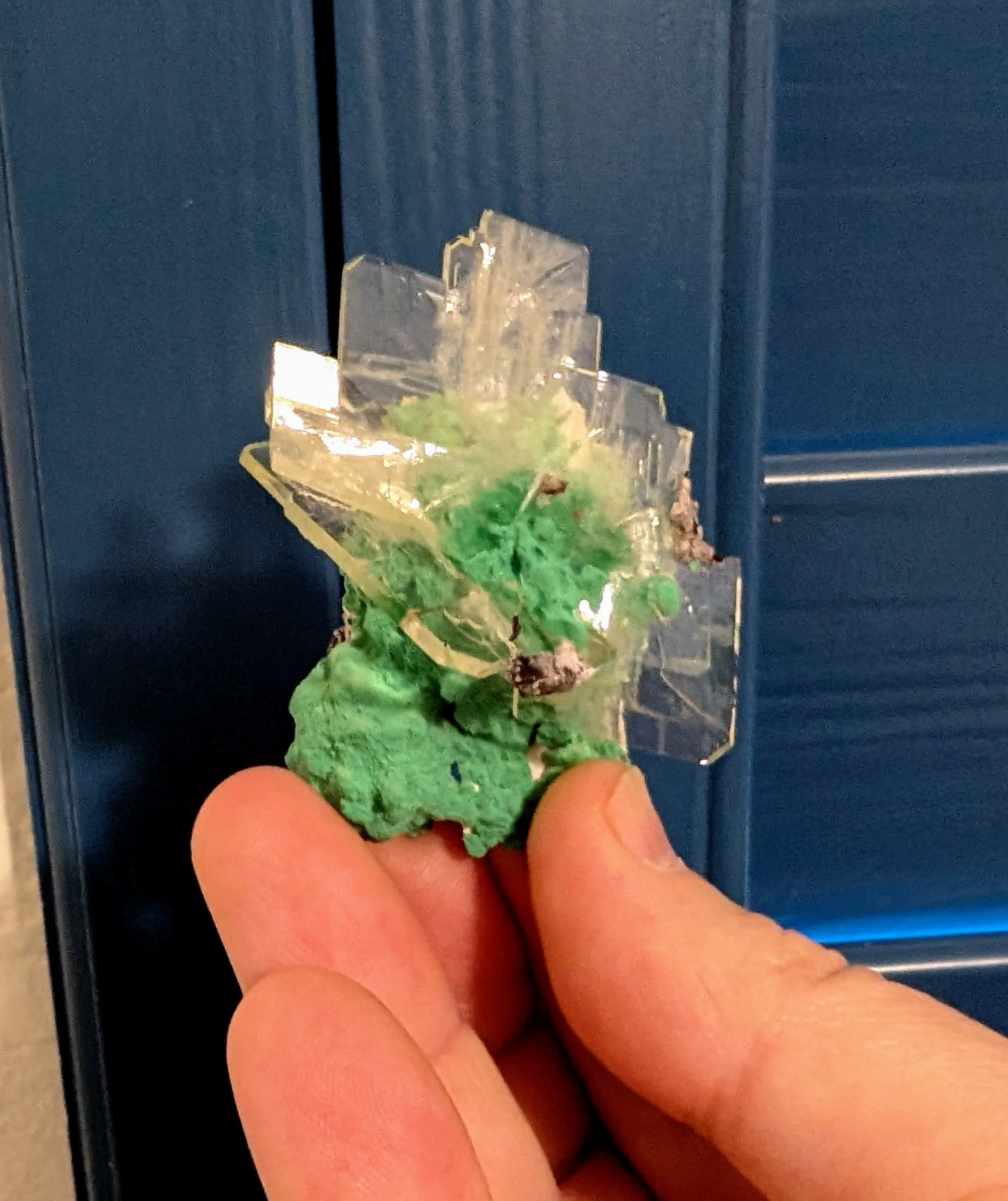 Barite, Malachite from Mexico, Sonora, Santa Cruz Municipality, Milpillas, Milpillas Mine - image 2