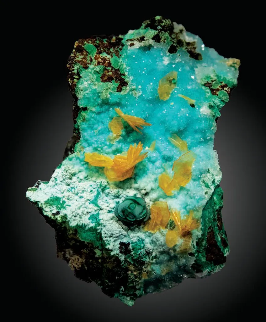 Barite, Malachite, Quartz, Chrysocolla image