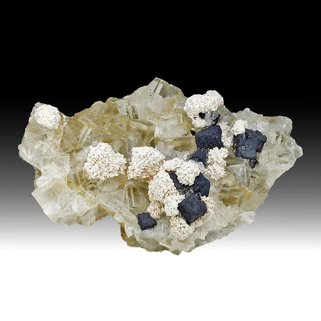 Barite with Fluorite, Galena (repaired) image