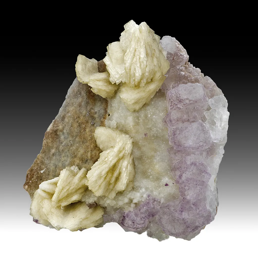Barite with Fluorite, Quartz image