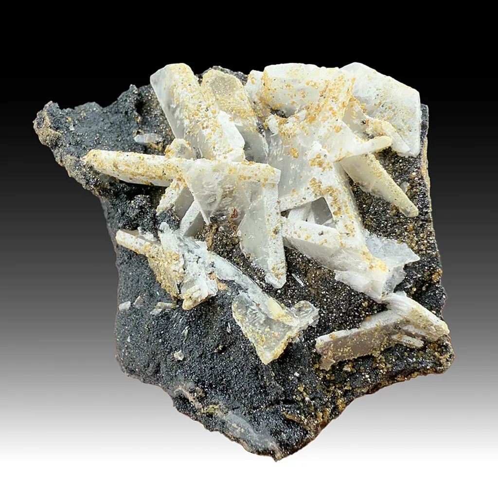 Barite with Hausmannite, Andradite image