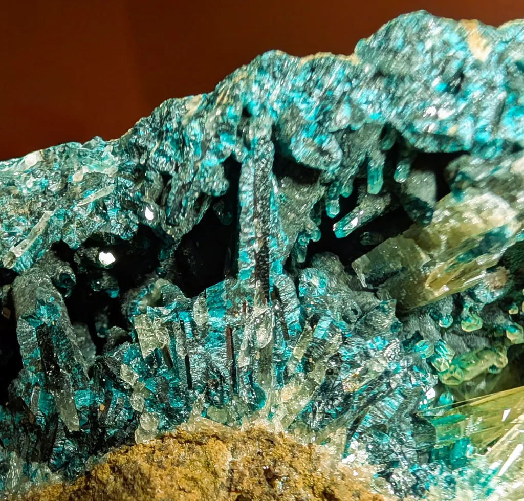Barite with Malachite and Dioptase; DR Congo,  Shangulowé Mine - image 3