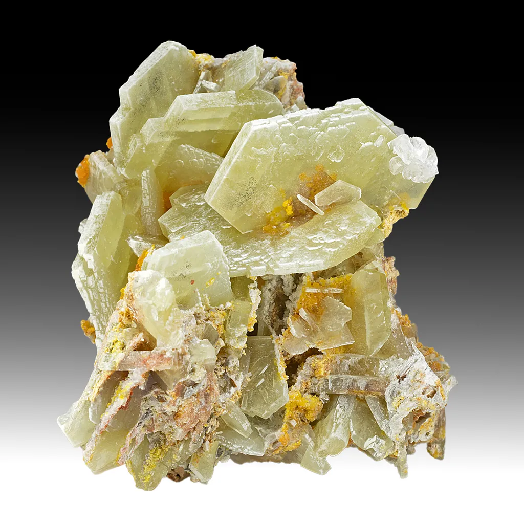Barite with Mimetite, Calcite, Minium image