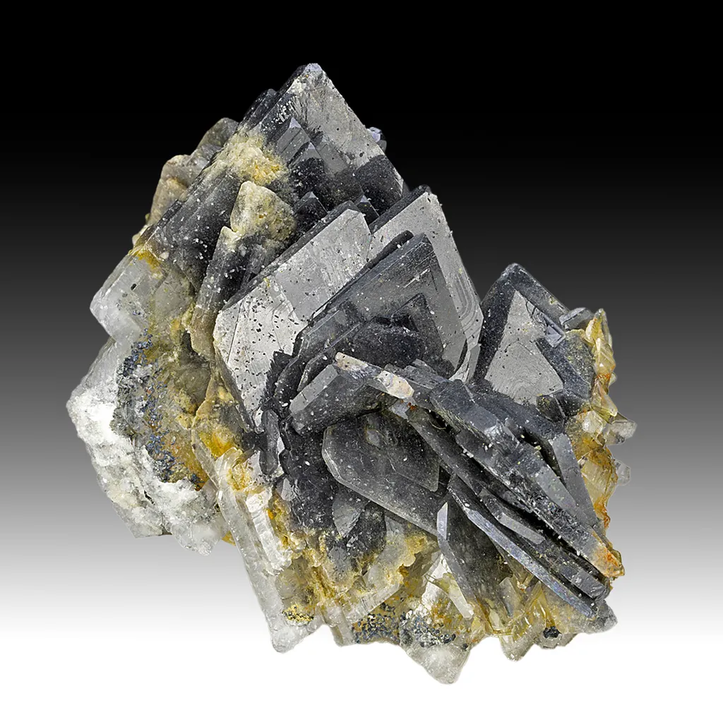 Barite with Quartz, Stibnite(?) image