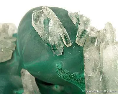 Baryte (Included By Malachite) on Malachite - image 2