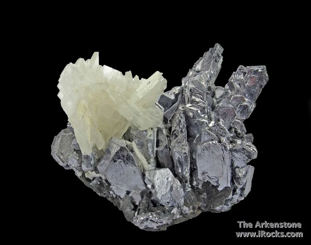 Baryte on Galena (twinned) image