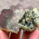 Beautiful prismatic bi-color zoning Fluorite specimen with sparkling tiny quartz clusters - image 5