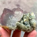 Beautiful prismatic bi-color zoning Fluorite specimen with sparkling tiny quartz clusters - image 3