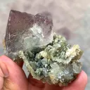 Beautiful prismatic bi-color zoning Fluorite specimen with sparkling tiny quartz clusters - image 4