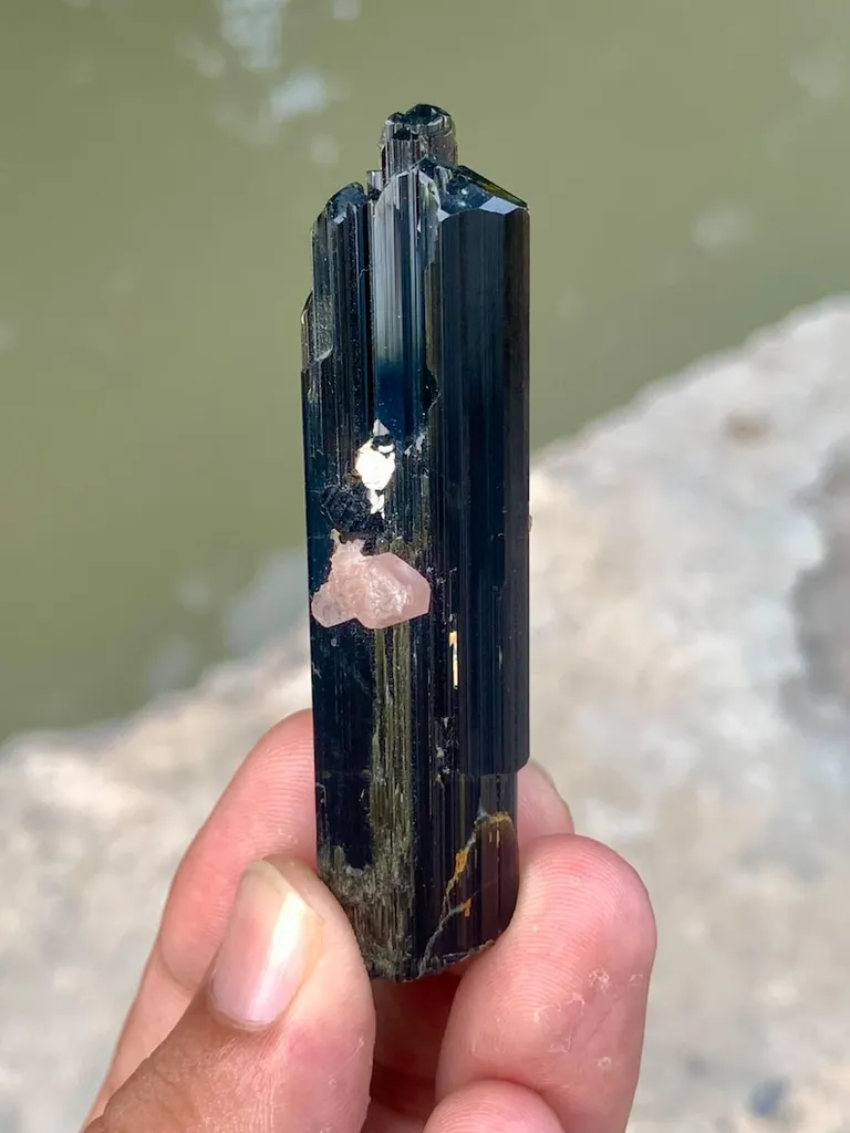 Beautiful Tourmaline Combine Pink Apatite Crystal image