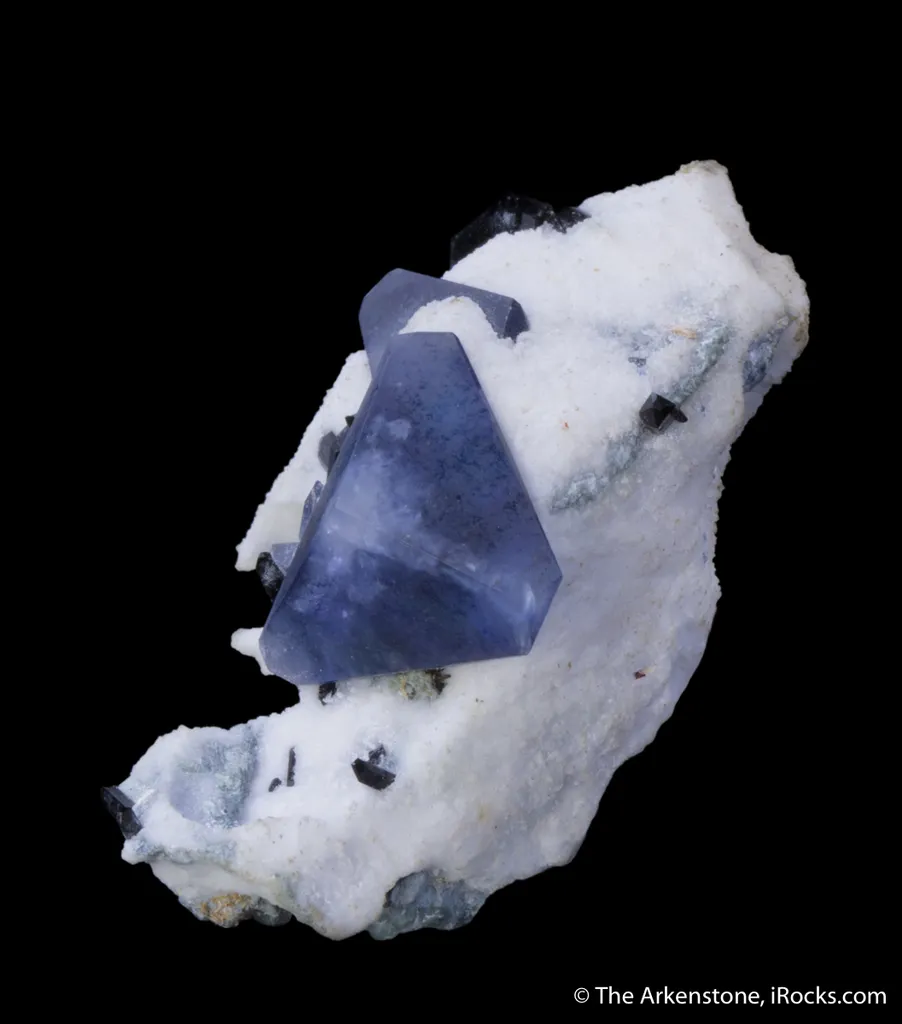 Benitoite and Neptunite on Natrolite - image 4