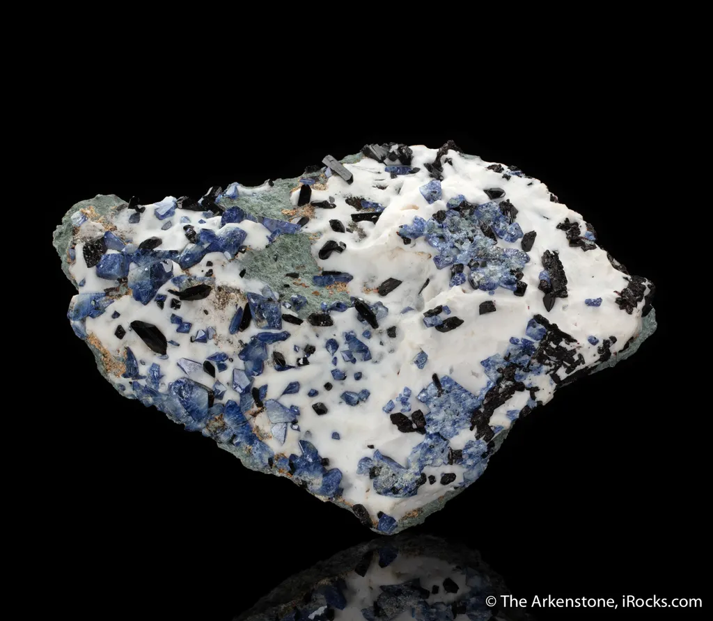 Benitoite and Neptunite with Natrolite image